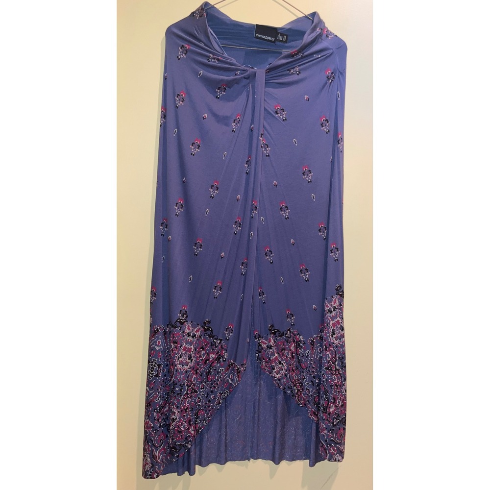 Cynthia Rowley Purple Paisley Border Print Knot Front Maxi Skirt XS